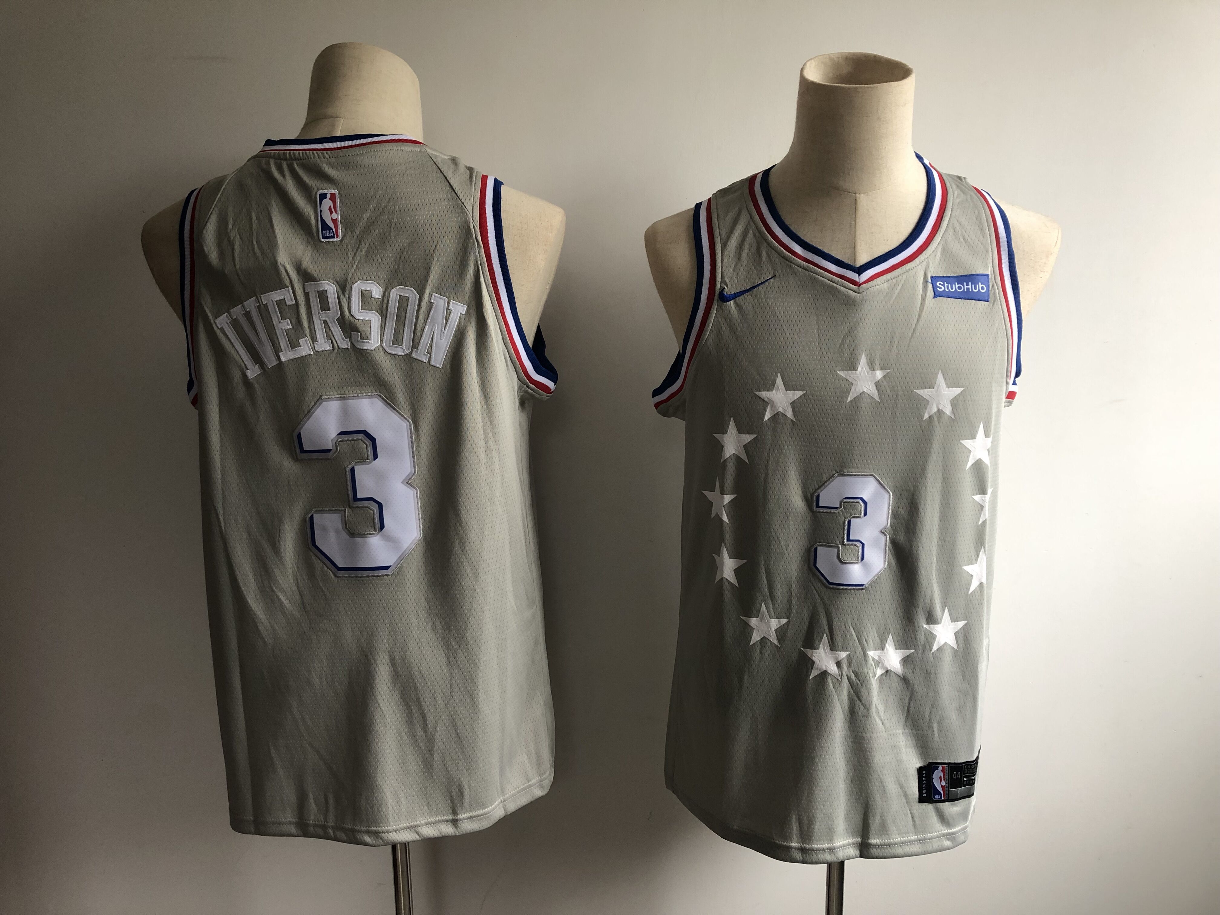 Men Philadelphia 76ers #3 Iverson Grey City Edition Game Nike NBA Jerseys->atlanta hawks->NBA Jersey